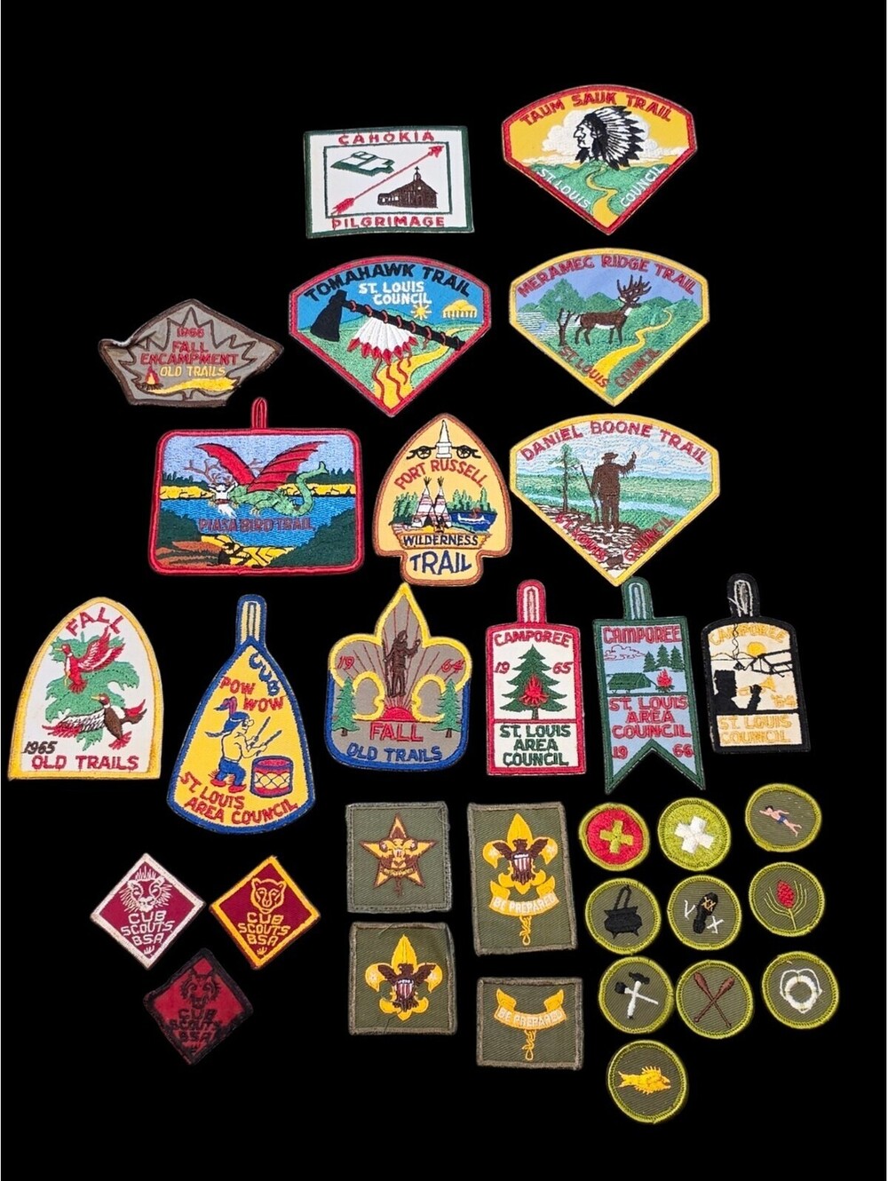 Lot Of 31 Vintage 1970s Boy Scout Patches St. Louis Area + Merit Bades